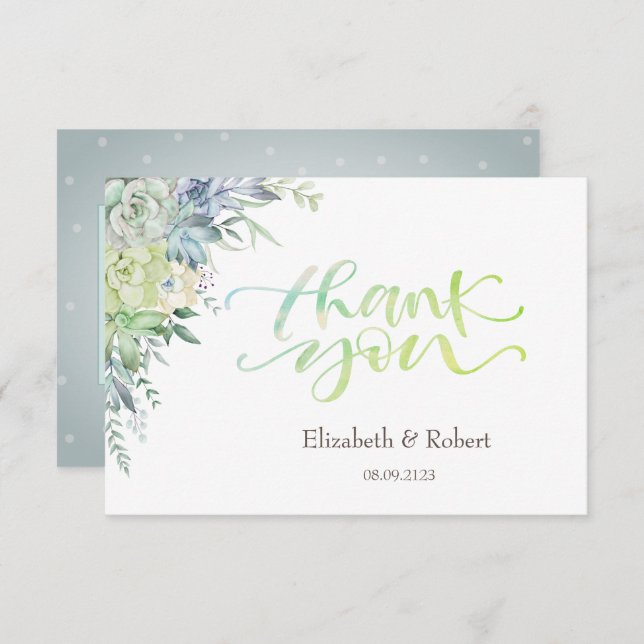 Watercolor Desert Succulents  Thank You Card (Front/Back)