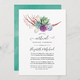 Watercolor Desert Succulents Virtual Wedding Invitation