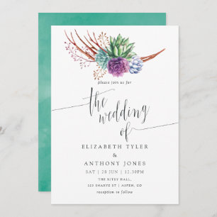 Watercolor Desert Succulents Wedding Invitation