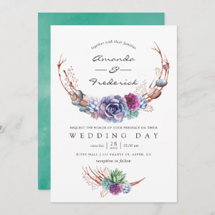 Watercolor Desert Succulents Wedding Invitation