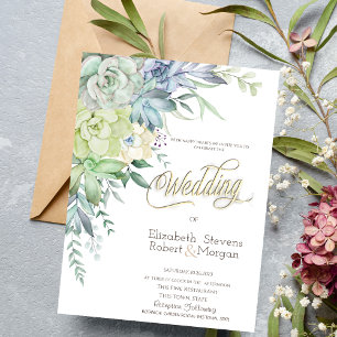 Watercolor Desert Succulents Wedding Invitation