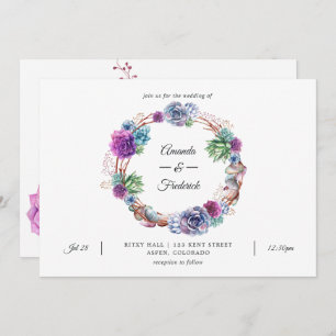Watercolor Desert Succulents Wedding Invitation