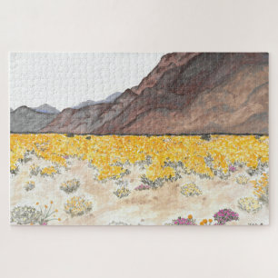 Watercolor Desert Wildflower Scene Puzzle