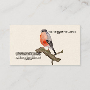 Watercolor design forest bird bullfinch business card