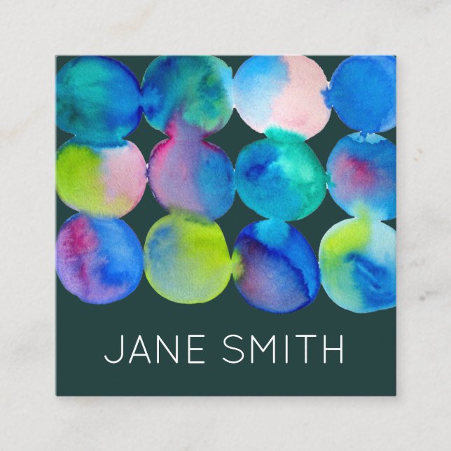 Watercolor design modern stylish creative industry square business card (Front)