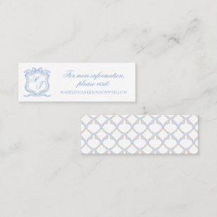 Watercolor Designer Blue Monogram Crest Info Card