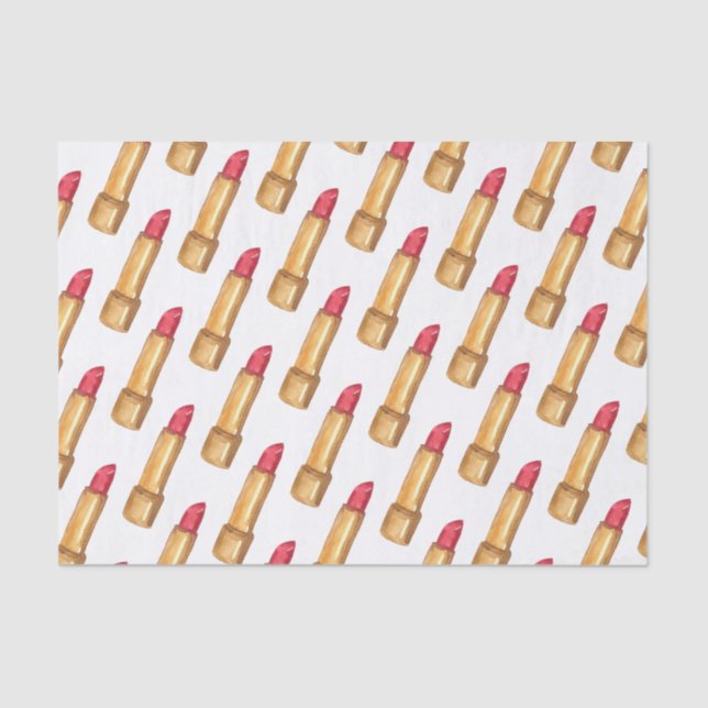 Watercolor Designer Red Lipstick Tissue Paper (Front)