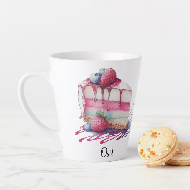 Watercolor Dessert Cake Oui! Latte Mug (In Situ)
