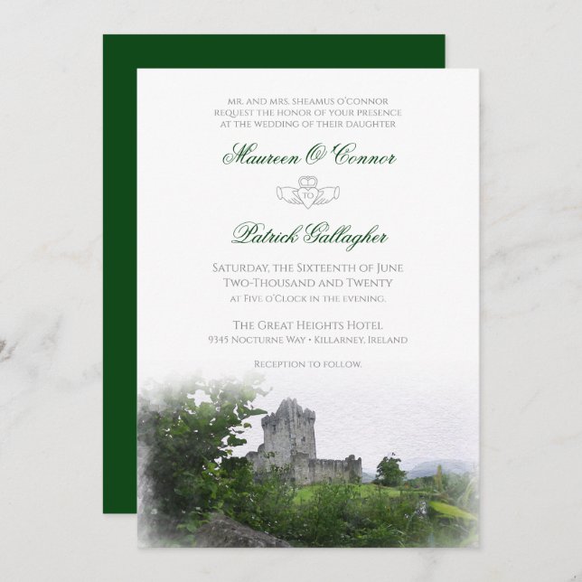 Watercolor Destination: Ireland Wedding Invitation (Front/Back)