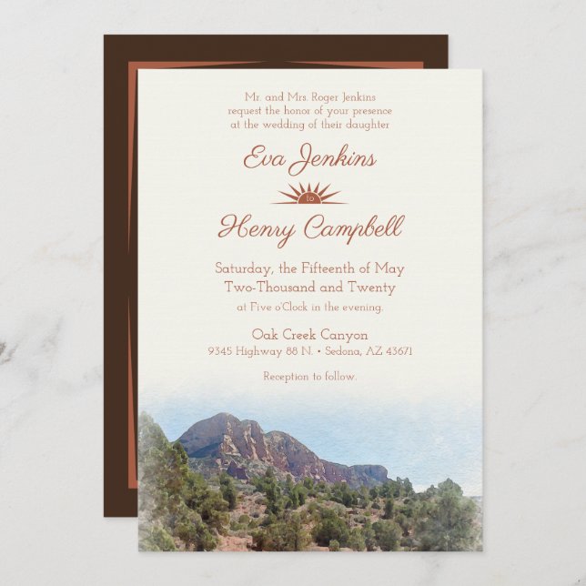 Watercolor Destination: Romantic Desert Invitation (Front/Back)