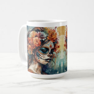 Watercolor Día de los Muertos Catrina Portrait Coffee Mug
