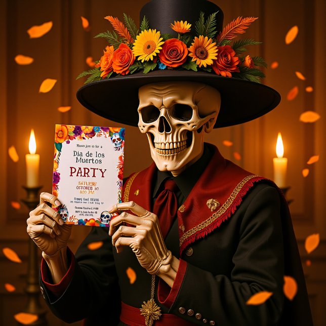 💀🎉 Watercolor Día de Muertos Party Invitation ( Watercolor Día de Muertos Party Invitation)