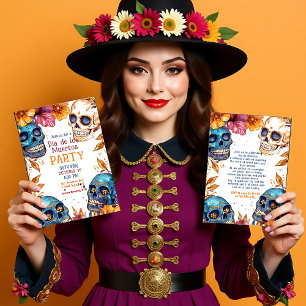 💀 Watercolor Día de Muertos Party Invitation