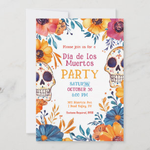 💀 Watercolor Día de Muertos Party Invitation