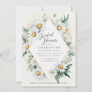 Watercolor diamond daisy bridal shower invitation