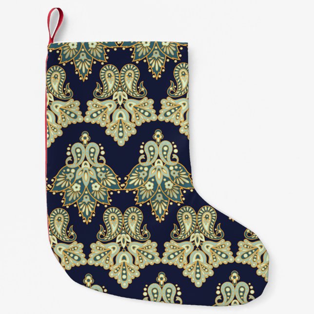 watercolor digital background pattern on textures  small christmas stocking (Front)