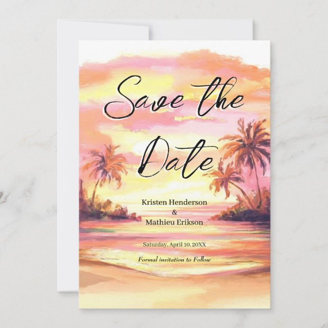 Watercolor Digital Beach Wedding Save The Date (Front)