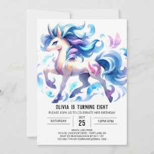 Watercolor Digital Horse Birthday Invitation