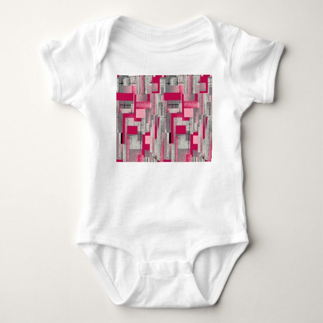 Watercolor digital patchwork: seamless pattern baby bodysuit (Front)