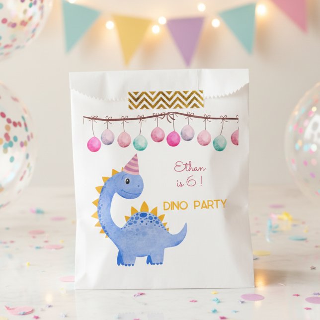 Watercolor Dino roar party kids birthday Favour Bag (Creator Uploaded)