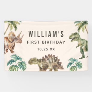 Watercolor Dinosaur 1st Birthday Party Banner