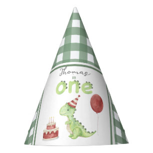 Watercolor Dinosaur 1st birthday Party Hat