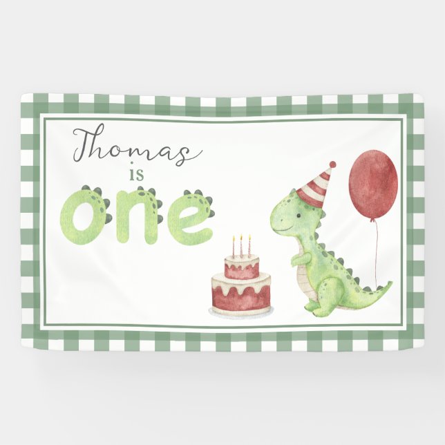 Watercolor Dinosaur 1st birthday Welcome Banner (Horizontal)