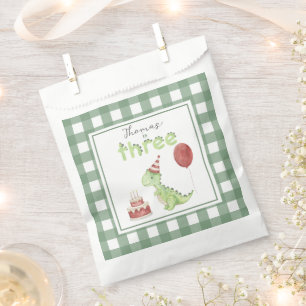 Watercolor Dinosaur 3rd birthday Favour Bag