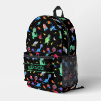 Watercolor Dinosaur Astronauts In Space Black
