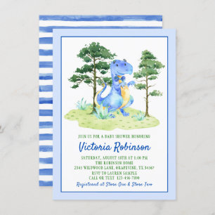 Watercolor Dinosaur Baby Boy Shower Invitation