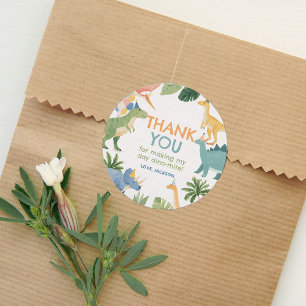 Watercolor Dinosaur Birthday Party Classic Round Sticker