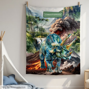 Watercolor Dinosaur Blanket Personalised Boys Gift