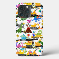 Watercolor Dinosaur Construction Kids Cute