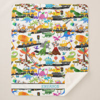 Watercolor Dinosaur Construction Kids Cute