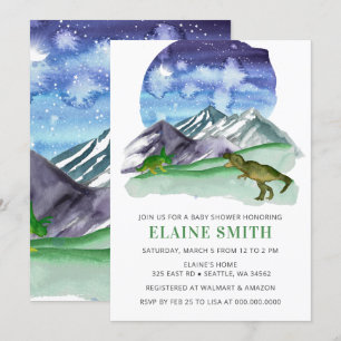 Watercolor Dinosaur Gender Neutral Baby Shower  Invitation