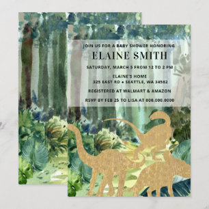 Watercolor Dinosaur Gender Neutral Baby Shower Invitation