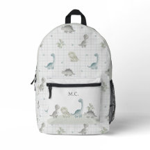Watercolor Dinosaur Gingham Plaid Personalise Boys