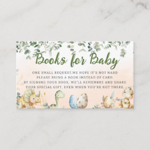 Watercolor Dinosaur Greenery Boy Books for baby Enclosure Card