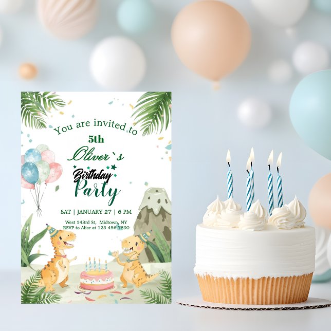 Watercolor Dinosaur Kids Party Birthday  Invitation (Creator Uploaded)