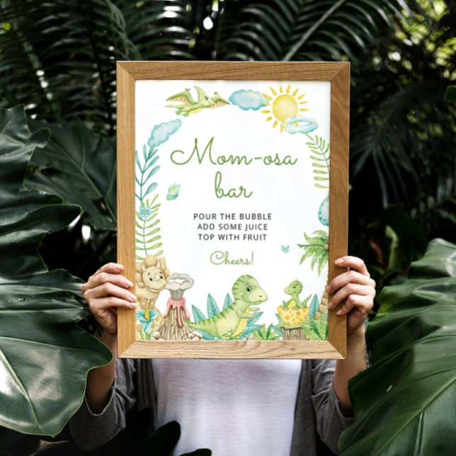 Watercolor Dinosaur Mum-osa Bar Poster (Creator Uploaded)