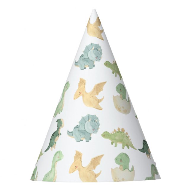 Watercolor Dinosaur Party Dino mite Birthday  Hat (Front)