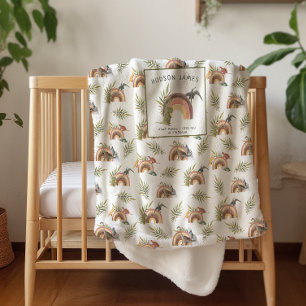 Watercolor Dinosaur Pattern   Monogram Sherpa Blanket