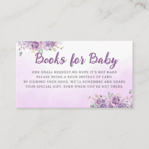 Watercolor Dinosaur purple Girl Books for baby Enclosure Card