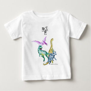 Watercolor Dinosaur Romp and Roar Baby T-Shirt