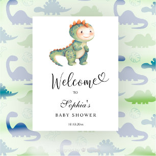 Watercolor Dinosaur - Welcome baby shower  Poster