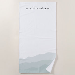 Watercolor Dip Dye Sage Green Ombre Elegant Beach Towel