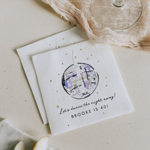 Watercolor Disco Ball Birthday Party Napkin
