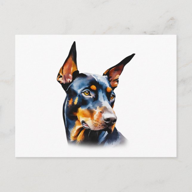Watercolor Doberman Pinscher  Postcard (Front)