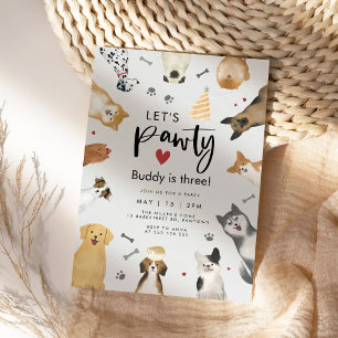 Watercolor Dog Birthday Invitation
