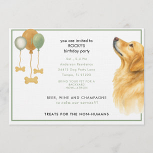 Watercolor Dog Birthday Party Invitation